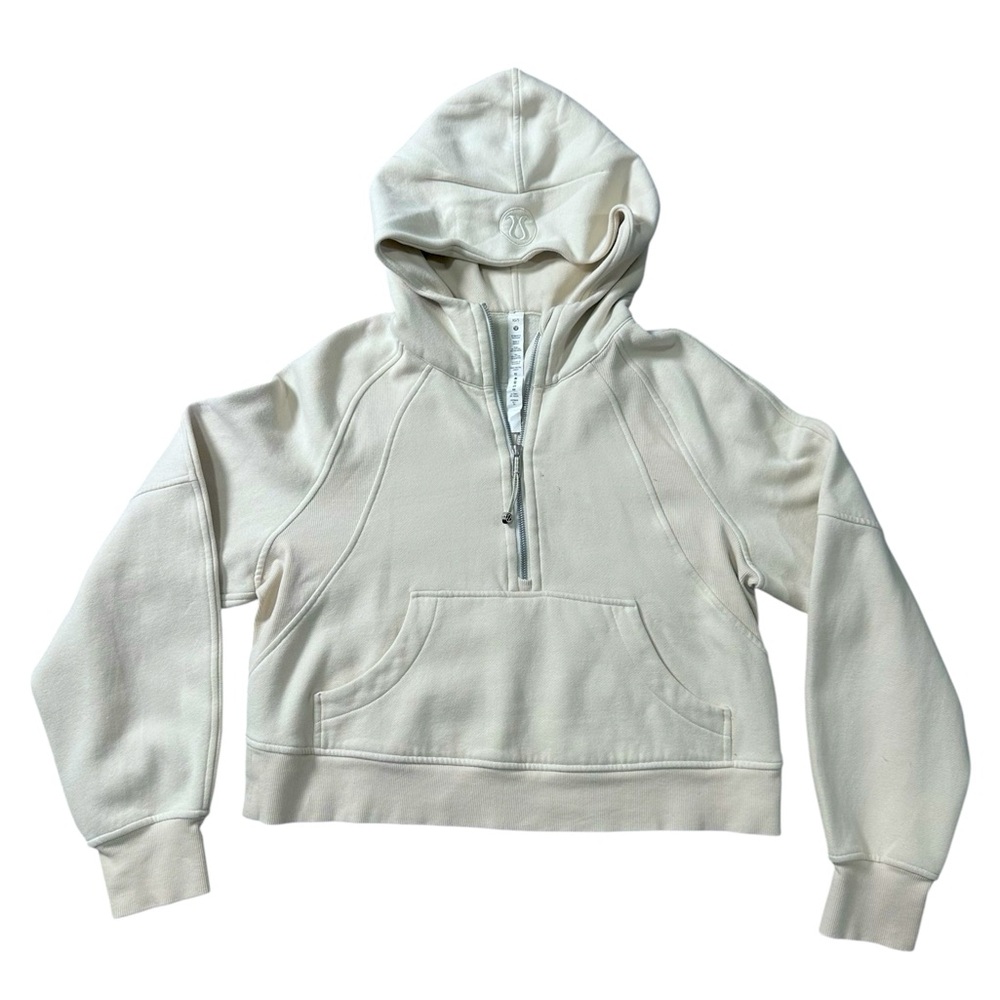 Lululemon Scuba Cropped Half Zip Hoodie – White